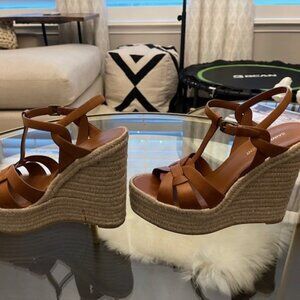 Saint Laurent Tribute Espadrilles Wedge in Smooth Leather Size 40 or US Size 10